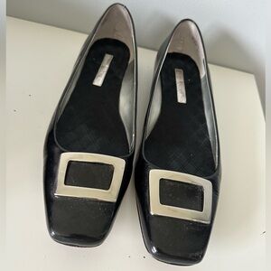 Black Faux Patent Leather Flats Size 9